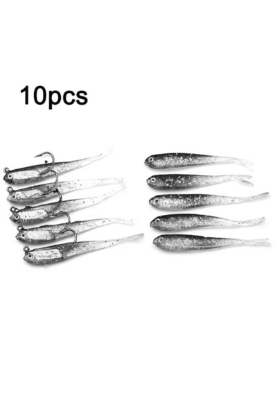 Choice 10pcs mix 5/10/20Pcs Soft Lure 7cm/6g Split Tail Lead Fish Swimbaits with Hooks Silicone Artificial