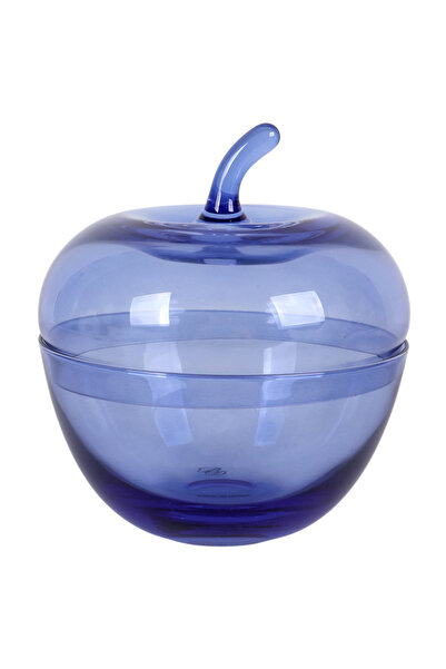 B&D B & D Glass Storage Jar with Lid, 500 ml, Teardrop Decorative Design, Blue, 15 × 12 cm