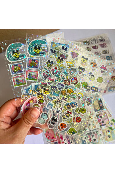 Choice 8 قطع عشوائية من ملصقات فيلمية بنمط أنمي تاماغوتشي الياباني، بنمط بكسل، لأغطية الهواتف وسطح المكتب.