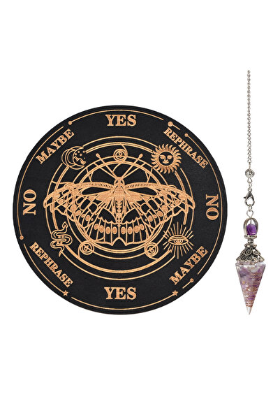 Choice style A 2pcs Spiritual Divination Pendulum Set: Carved Witchcraft Board, Tool for Divination, Medita