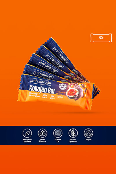 prof saracoğlu Kollajen Bar İncir Çekirdeği İçeren 5 Adetlik Atıştırmalık Paket