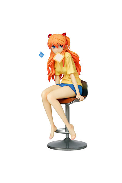 BANDAI Orange Asuka Langley Evangelion BBG Pretty Girl Anime Ornament Handmade Desktop Trendy Model Play