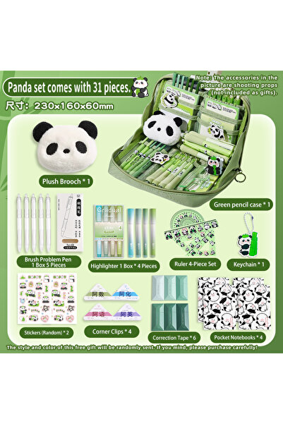 Choice Green-31-pce set 4/17/21/31 Panda set, 12 layer large capacity pencil ...