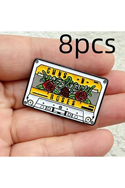 Choice 8 قطع من دبابيس المينا المطلية بالروديوم لمحبي موسيقى البانك، تحمل شعا...