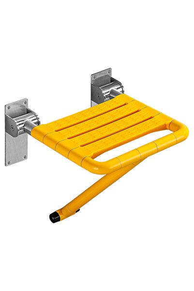 Generic Foldable Wall Mounted Shower Chair Anti Slip Stainless Steel Elderly Disabled Seat Yellow