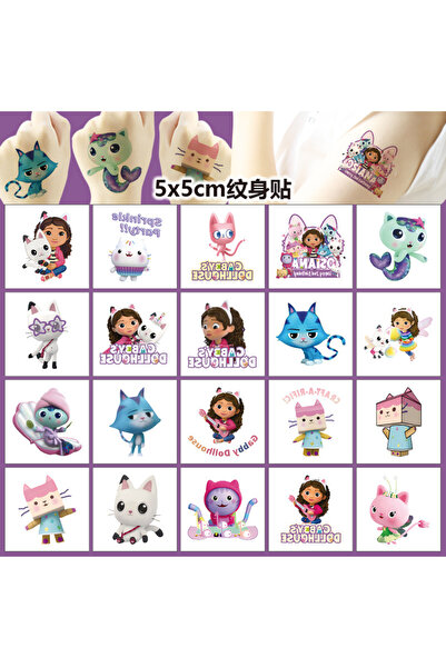JOY TOP ٢٠ قطعة من ملصقات وشم قطط غابي الكرتونية لبيت الدمى، ملصقات وشم أنمي ...