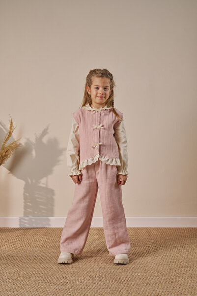 Minipodyum Set de croială pantaloni confortabili din muselină cu detaliu de f...