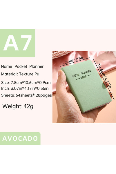 Choice A7 Avocado 1pc A7 specification 2026 daily plan book, Morandi color PU...