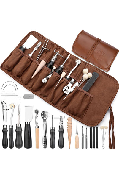 Choice مجموعة أدوات الحرف الجلدية Zxiixz مع مثقب، وإبر خياطة للنحت والختم والإصلاح