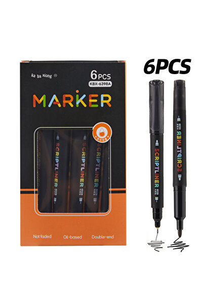 Choice 6pcs 6/12Pcs Dual Tip Fineliner Pen Set, Waterproof Quick-Dry Black Ink, Multi-Nib Drawing Liner Mar