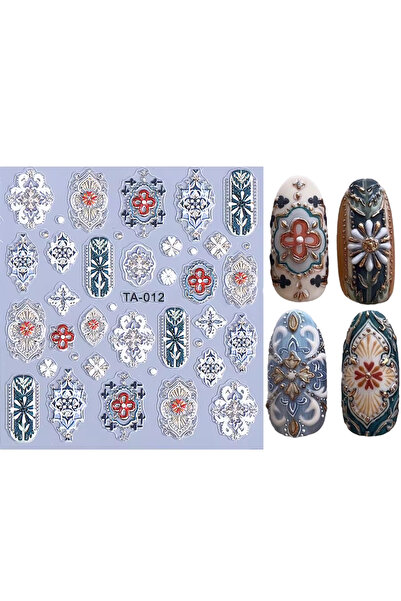 Choice ملصقات فن الأظافر بوهيميا ريترو TA-012 بتصميمات زهور دانتيل ونافذة برو...