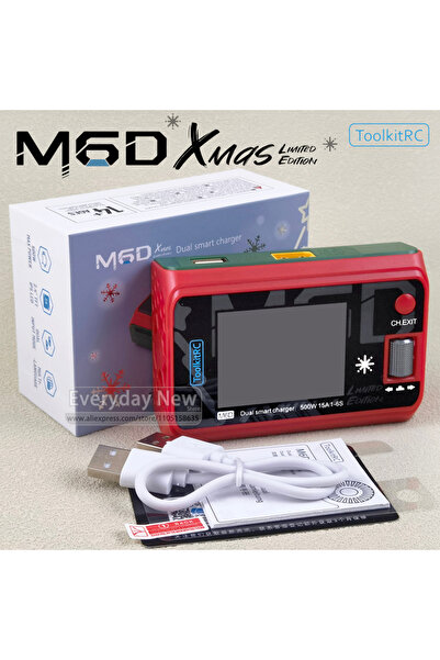 Choice مجموعة أدوات M6D لعيد الميلاد، شاحن M6D أحمر ذكي DC500W 15A، بطارية ليثيوم لسيارة ألعاب نموذجية IPS من 1 إلى 6 خلايا