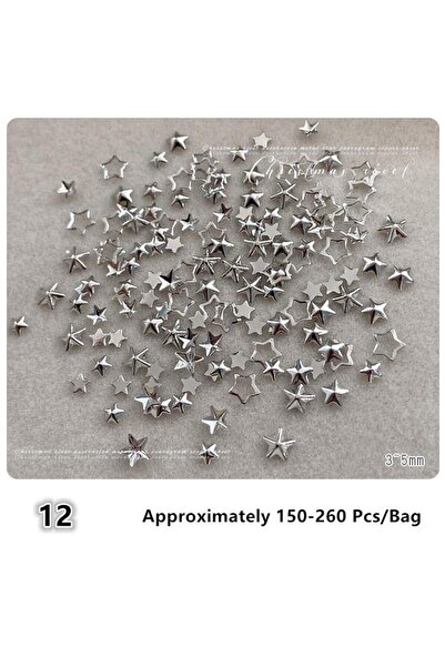 Choice 12 قطعة من زينة الأظافر على شكل نجمة مجوفة، مصنوعة من سبيكة معدنية ثلا...