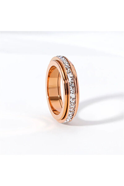 Choice 5 3 Women's Turnable Anxiety Relief Ring Healthy Slimming Stainless Steel Cubic Zirconia Ring Weight