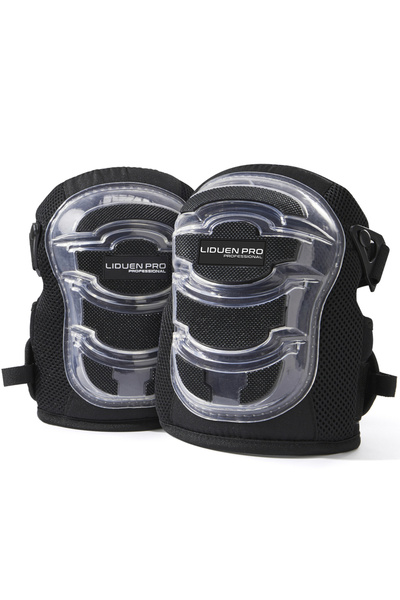 Choice واقيات ركبة سوداء شديدة التحمل للرجال، مزودة بوسادة جل ناعمة وأحزمة مط...