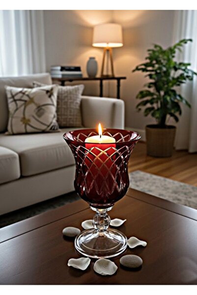 DECOSTYLE Dekorlu Kristal Ayaklı Lale Mumluk – Renkli Üfleme El Yapımı Cam | ...