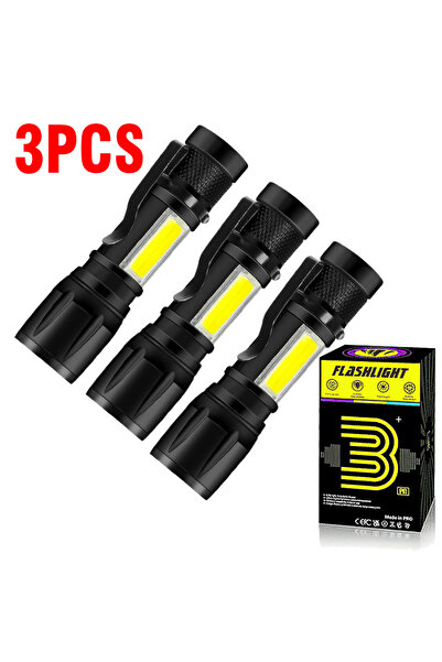 Choice 3 قطع - 1-5 قطع مصباح يدوي صغير COB+XPE محمول قابل للتكبير/التصغير، ضوء تكتيكي قابل لإعادة الشحن