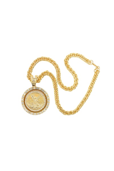 Choice Gold-color 1 Piece Men's Hip Hop Punk Style Rotatable Replica 1821-1947 Mexican 50 Peso Pendant Neck