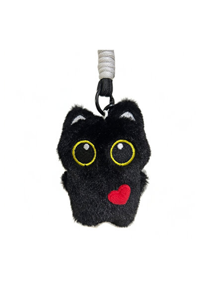 Choice 10 cm YSL2005 Cute Black Cat Plush Keychain - Lovely Heart Key Ring fo...