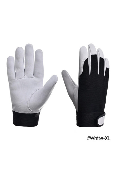 Choice XL-White Cowhide Leather Work Gloves Safety Protection Labour Garden Motorcycle Sports Driver Worker