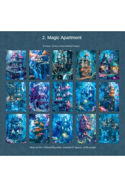 Choice B Magic Apartment 30Pcs fantasy territory decorative collage bottoming notepad message package handb