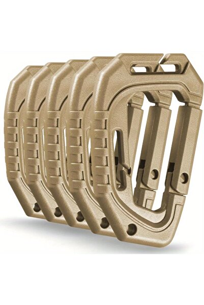 Choice Khaki-5pcs 5Pcs Big D-type Plastic Steel Tactical Molle Quick Hook Han...
