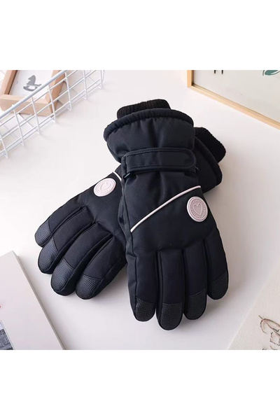 Choice black Touchscreen winter skiing gloves for women, anti loss buckle, outdoor anti cold thick and plus