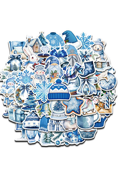 Choice ٥٠ قطعة من ملصقات الشتاء الزرقاء، مثالية لسجل القصاصات، وأجهزة الكمبيو...