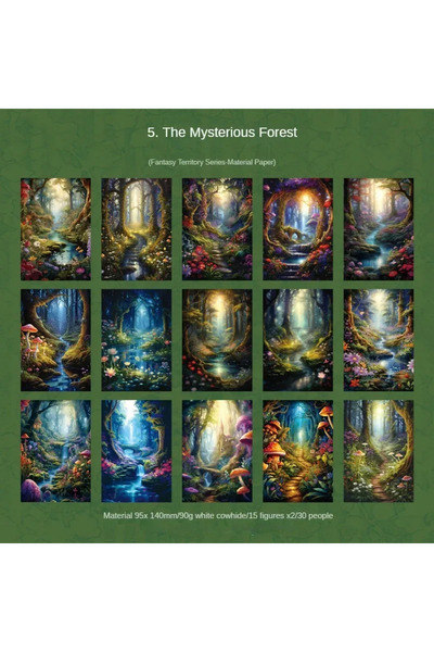 Choice E Mysterious Forest 30Pcs fantasy territory decorative collage bottoming notepad message package han
