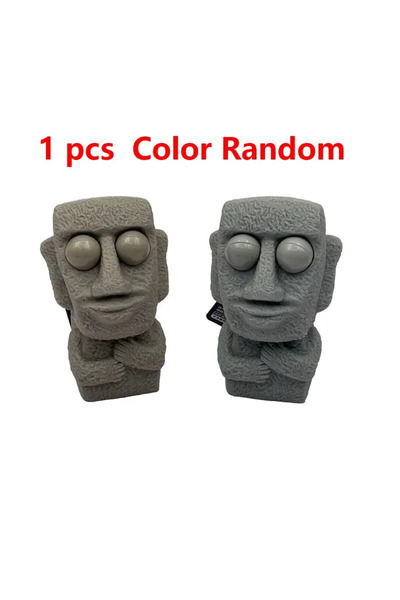 Choice قطعة واحدة من حجر الضغط الإبداعي بلون عشوائي، لعبة تخفيف التوتر على شكل رجل، تمثال موآي ناعم الارتداد بعيون مرحة