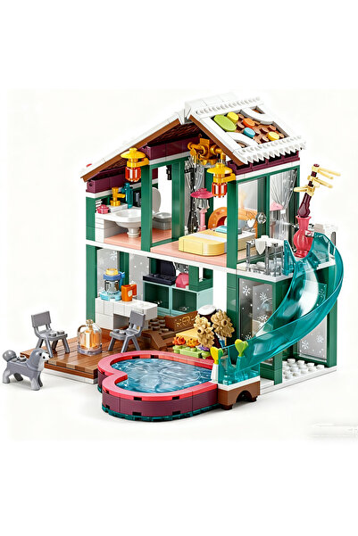 Choice 0961 Sluban 0961 Hot Spring Holiday House Building Block Toy Model Educational DIY Assembled Buildin