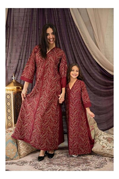 AFandina جلابية الام والبنت مميزة بتطريز هادئ ولمسة عصريةSM -28