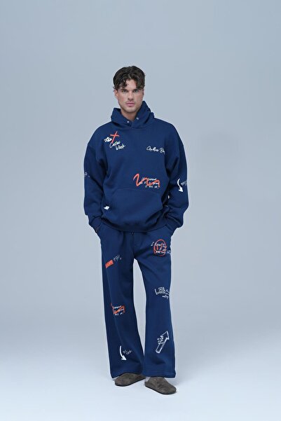 SAW Urbanity Street Script Oversize Eşofman Takımı Erkek Lacivert