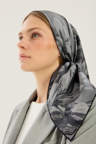 Maisa Μεταξωτό μαντήλι Lal Tivil ΓΚΡΙ 90 x 90