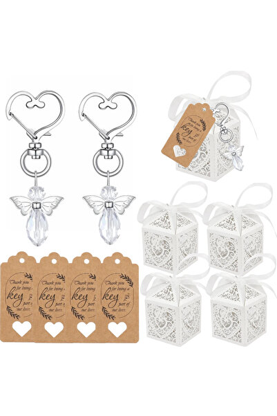 Choice 12set 12pcs Gift Box Heart-shaped Key Ring Guardian Angel Keychain Set...