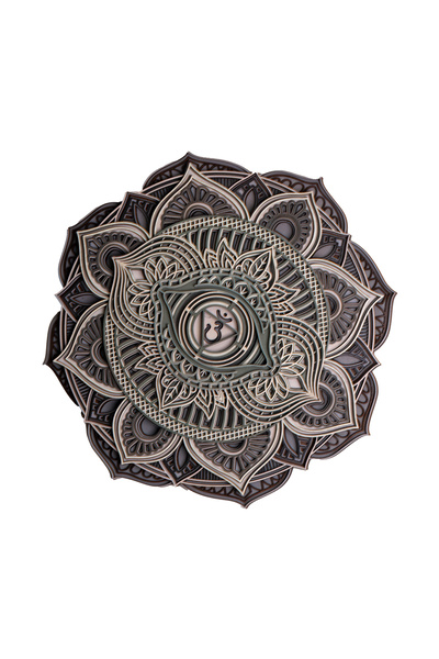 3D Ahşap Om Mandala Duvar Dekoru (Lazer Kesim)