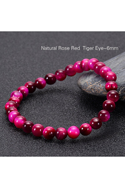 Choice 6MM 6-12mm Natural Stone Beads Bracelet Charm Pink Red Tiger Eye Stone Bracelets for Women Men Elast