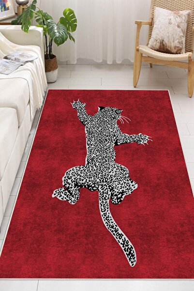 Pelura Halı Leopar Desenli Dijital Baskılı Kaymaz Taban Yıkanabilir Halı