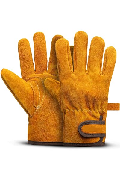 Choice قفازات عمل جلدية للرجال من جلد البقر HJD135، طولها 25 سم، قابلة للتعدي...