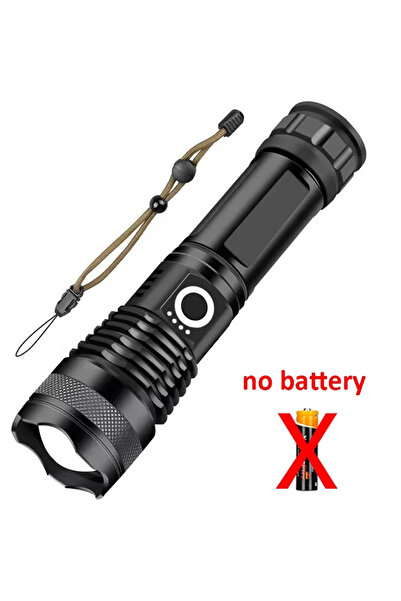 Choice مصباح يدوي عالي الطاقة XHP 100 LED قابل لإعادة الشحن، بدون بطارية، قابل للتكبير، فائق السطوع