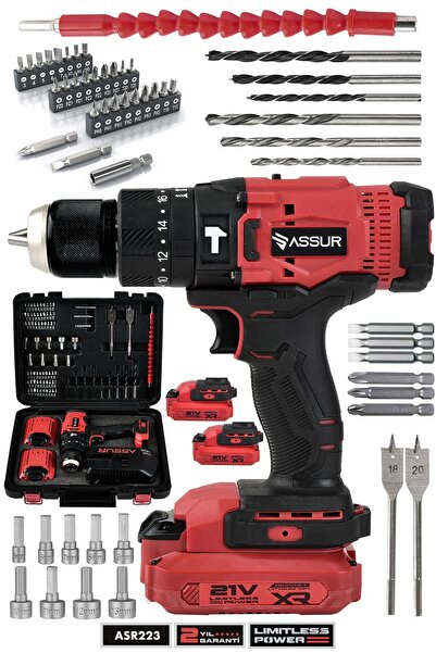 ASSUR Profesyonel 21V Çift Akülü 13mm Darbeli Şarjlı Matkap Akülü Vidalama