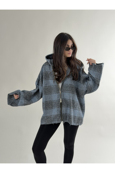 COCOPELLI cu glugă Blue pentru femei Sweat cu fermoar COC2695