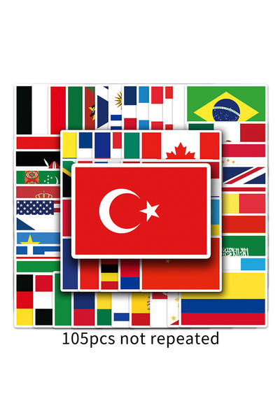 Choice ١٠٥ ورقة/مجموعة ملصقات سلسلة العلم الوطني، ألعاب، رسوم متحركة، حقيبة س...