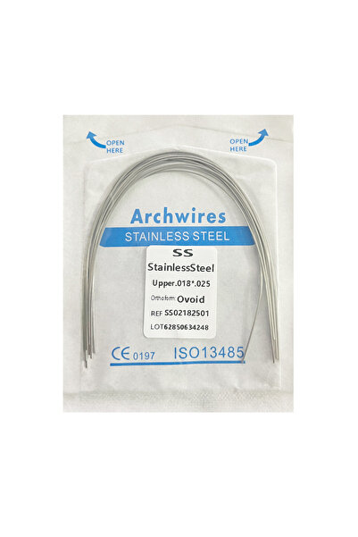 Choice1 أسلاك تقويم الأسنان العلوية من الفولاذ المقاوم للصدأ، مقاس 18×25، عبوة من 10 قطع، من إنتاج شركة AG Dental، دائرية/مستطيلة/بيضاوية.