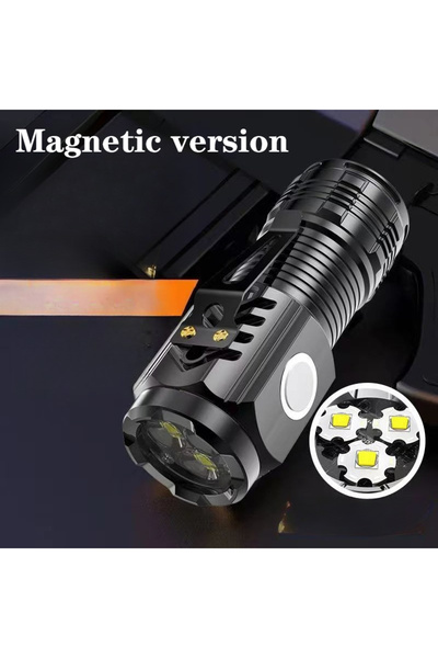 Choice Magnetic Version 1PC New Ultra Powerful Flashlight 3 Core LED Mini Tactical Flashlight Three-eyed mo