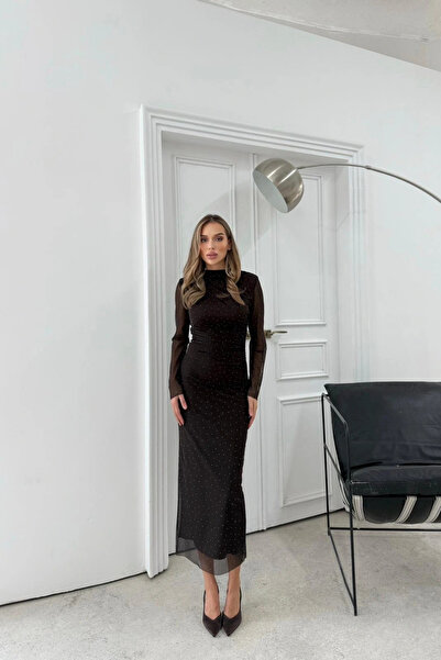 Sorridi Μακρύ φόρεμα από τούλι με πέτρες και ντραπέ