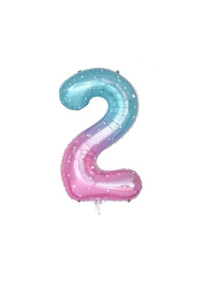 Patladı Gitti 2 Number Star Rainbow Foil Balloon 40 Inch 100 cm