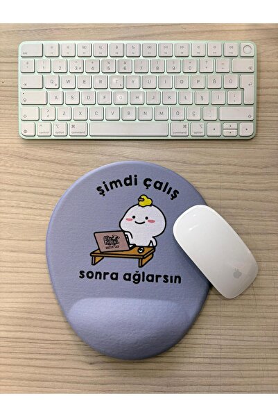 rakkun shop الآن اعمل ثم تبكي مطبوع لوحة ماوس بيضاوية الشكل مع دعم للرسغ