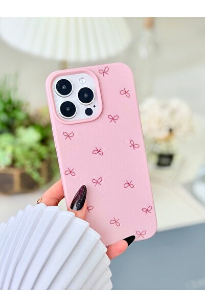 Go Aksesuar Iphone 14 Promax Uyumlu Baskı Pembe Fiyonk Tasarımlı Esnek Siliko...