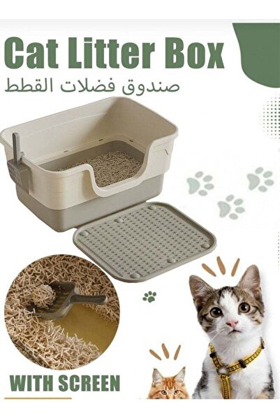 YANCI Large Cat Litter Box Anti-Splashing Cat Litter Pan Cat Toilet Litter Tray with Litter Sifting Scoop